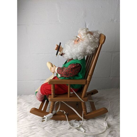 Santa's Best Animated Collectible Santa 18” Santa Claus in Moving Rocking chair - Picture 2 of 16
